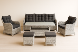 Ayvalık Rattan Oturma Grubu Gri